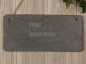 Preview: Schieferschild "Frau mit GRILL, sucht Mann mit KOHLE"