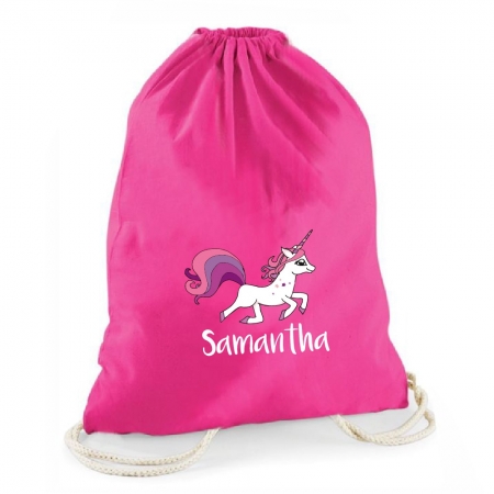 Pinker Statement-Turnbeutel Einhorn mit Namen (personalisiert)