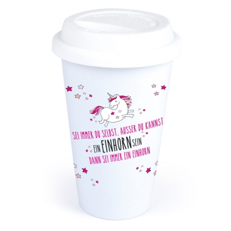 Coffee-to-Go-Becher mit Einhorn-Motiv