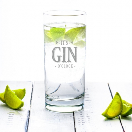 Ginglas mit Spruch "it's gin o´clock"