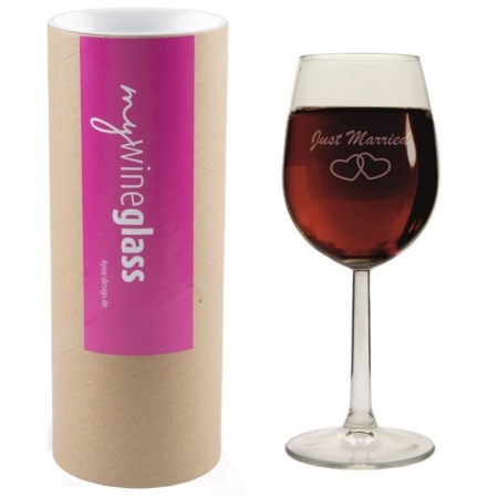 Weinglas "Just Married" mit Geschenkbox