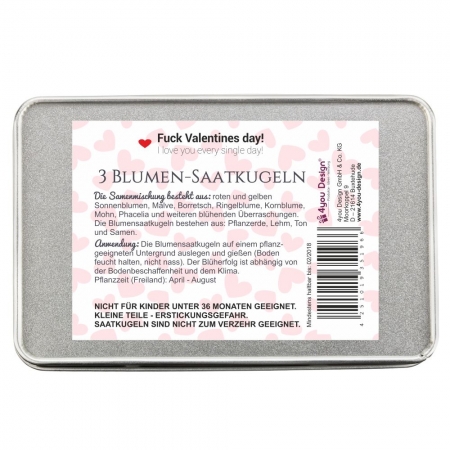 Blumensaat-Geschenkbox "Fuck Valentines day! I love you every single day!"