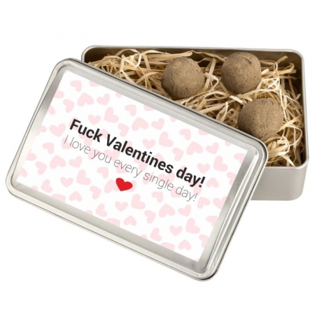 Blumensaat-Geschenkbox "Fuck Valentines day! I love you every single day!"