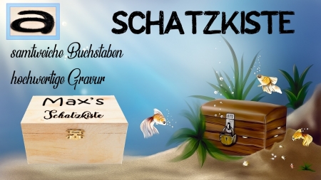 Schatzkiste mit flauschiger Schrift