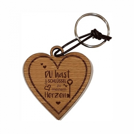 Holz-Schlüsselanhänger "Du hast den Schlüssel zu meinem Herzen"