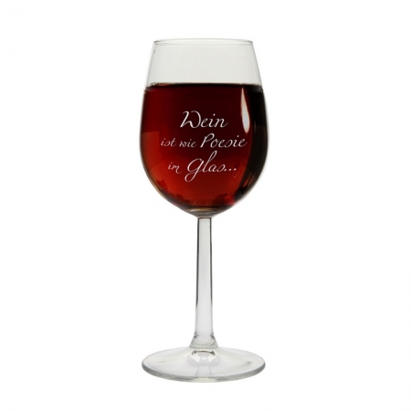 Weinglas "Wein ist wie Poesie im Glas..." mit Geschenkbox