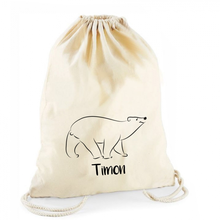 Statement-Turnbeutel Bär mit Namen (personalisiert)