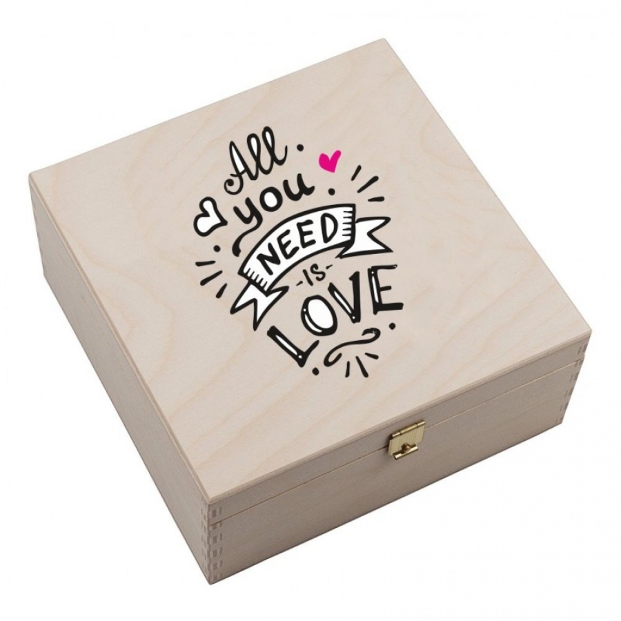 Hufeisen-Box mit Motiv "all you need is love"