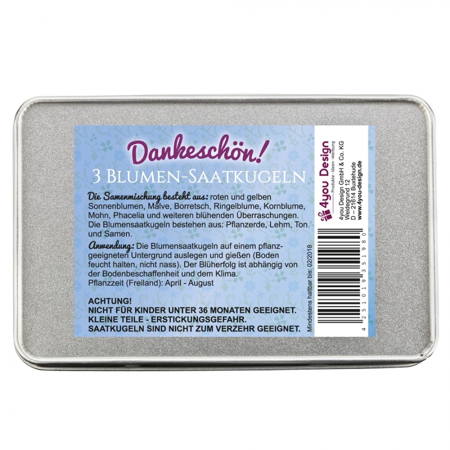 Blumen-Saatkugeln "Dankeschön mit Herz"