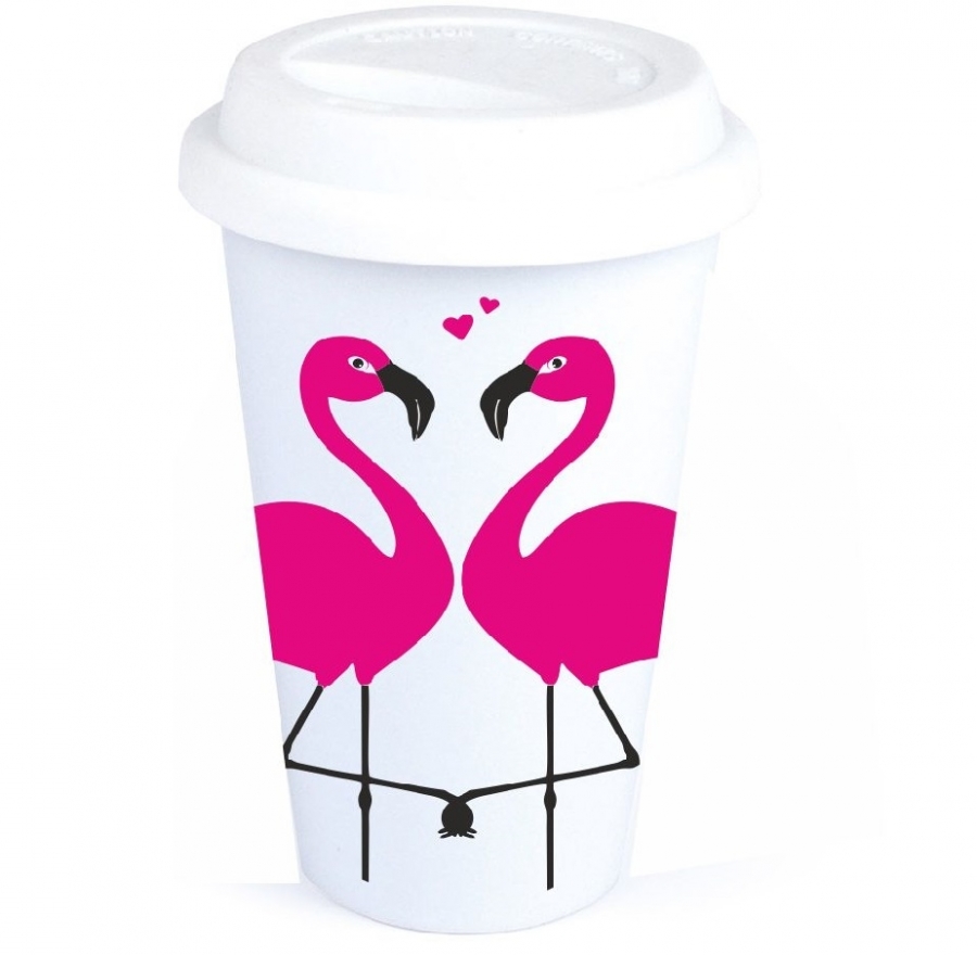 Coffee-to-Go-Becher mit Flamingo Motiv