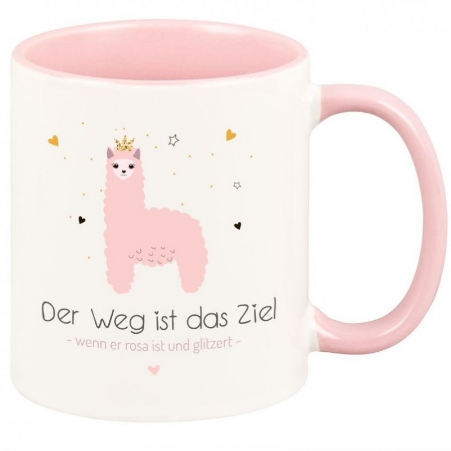 Tasse rosa "Der Weg ist das Ziel - wenn er rosa ist und glitzert - "