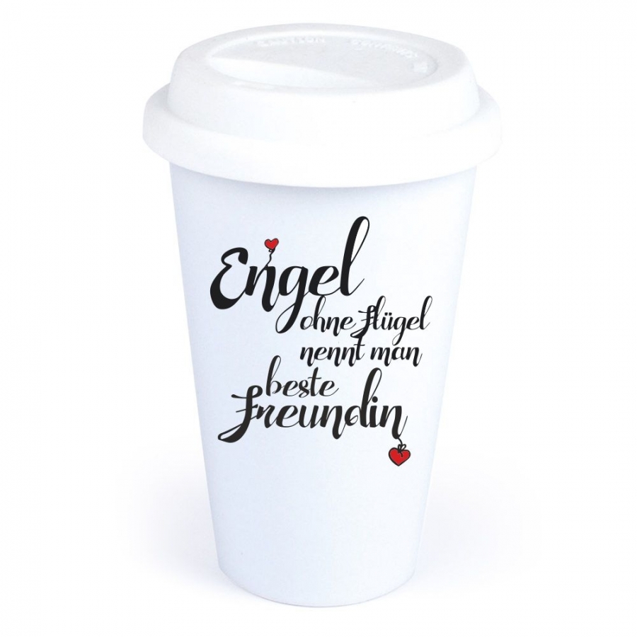 Coffee-to-Go-Becher "Engel ohne Flügel nennt man beste Freundin"