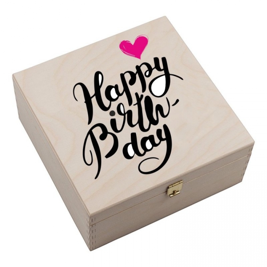 Hufeisen-Box "Happy Birthday" mit pinkem Herz
