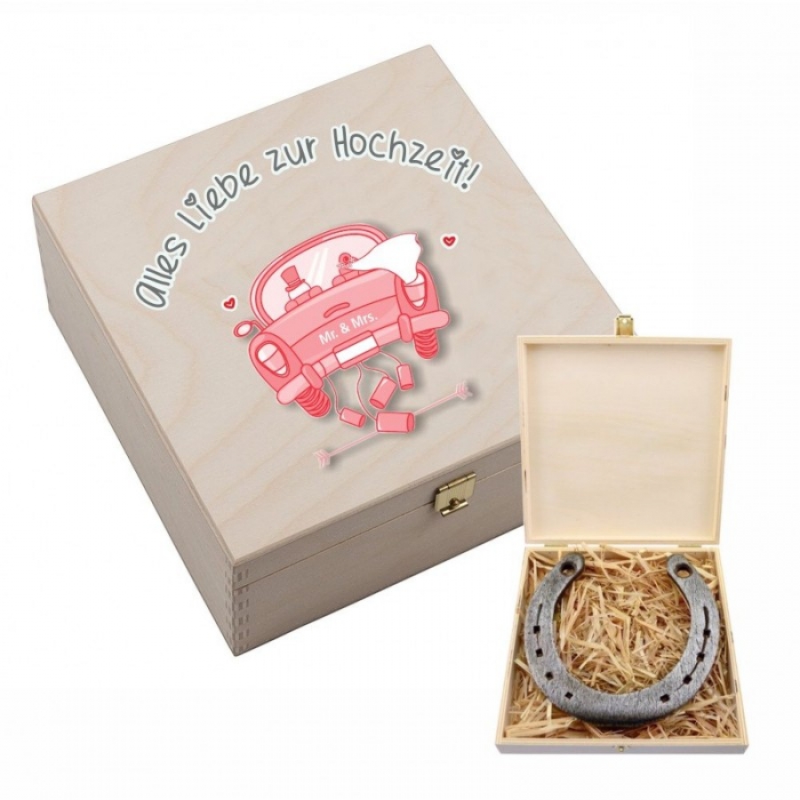 Hochzeitsgeschenk Hufeisen-Box "Alles Liebe zur Hochzeit"