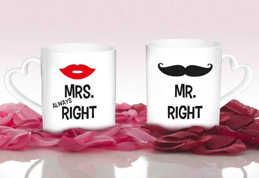 Herztassen "Mr. Right & Mrs. Always Right"