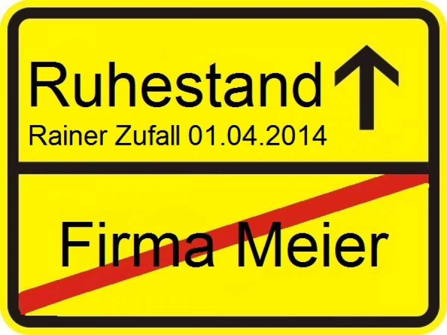 Ortsschild zum Ruhestand & zur Rente