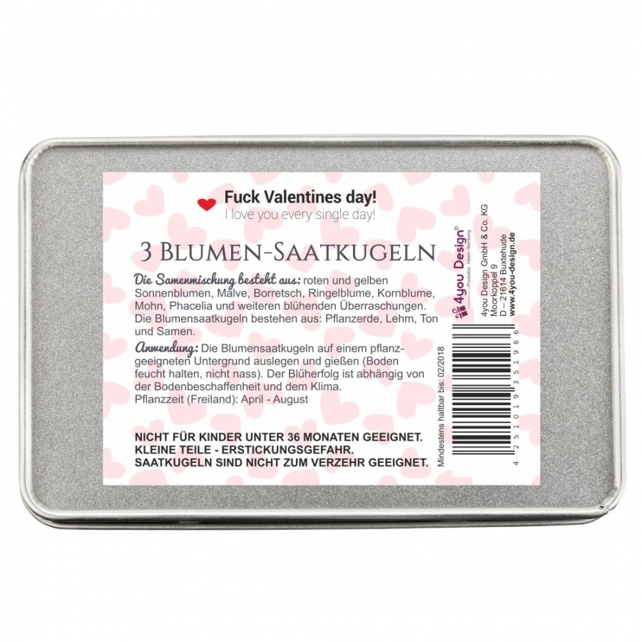 Blumensaat-Geschenkbox "Fuck Valentines day! I love you every single day!"
