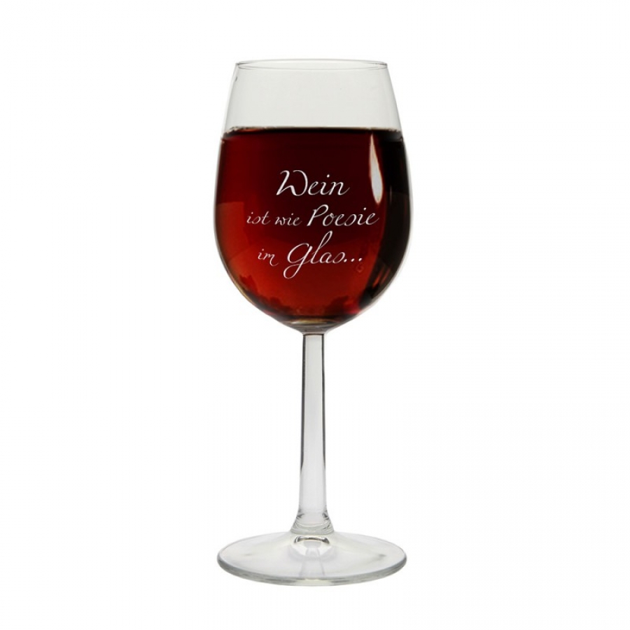 Weinglas "Wein ist wie Poesie im Glas..." mit Geschenkbox