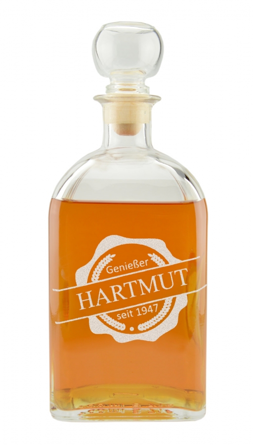 Gravierte Whiskykaraffe "Emblem Genießer"