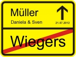 Ortsschild zur Hochzeit